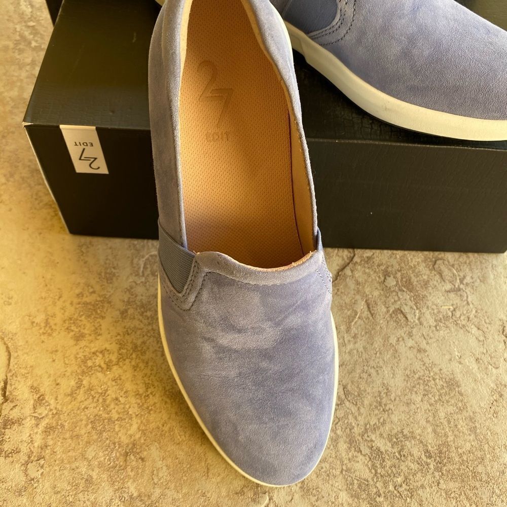 New 27 Edit Sky Blue Suede Loafers 7M New with Box
